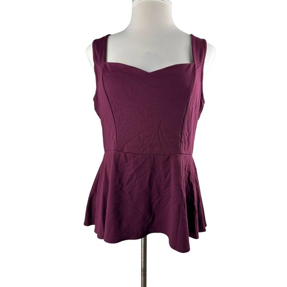 Torrid Ponte Knit Peplum Sleeveless Keyhole Back Plum Stretch Plus Size 1 1X - Picture 2 of 7
